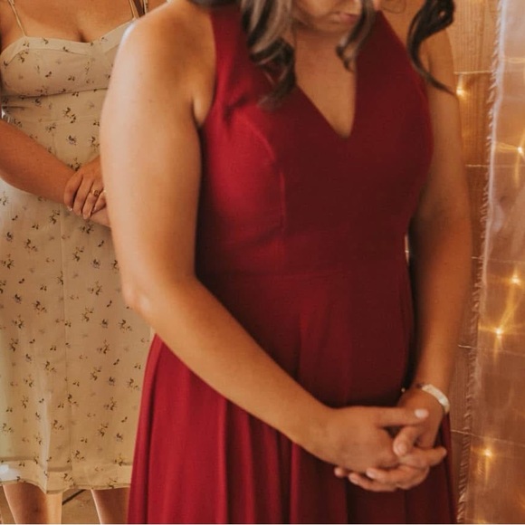 Azazie halter bridesmaid dress in Burgundy - Picture 7 of 7